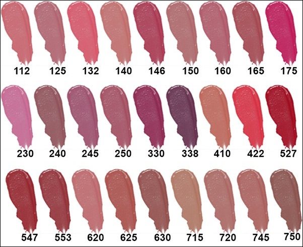 Ruž za usne Maybeline Color Sensation - paleta boja (tablica)