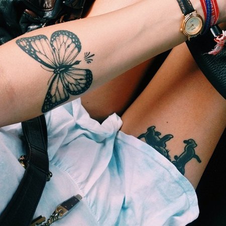 Tatuointi tyttöjen käsivarteen. Valokuvat, luonnokset, piirustukset käsivarren tatuoinnista