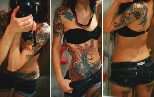 Tatuaże na brzuchu dla dziewczynek po porodzie, aby ukryć rozstępy