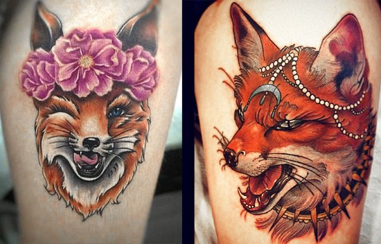 Tatuatge de guineu: significat per a les dones, depenent de la zona corporal i la forma de la imatge
