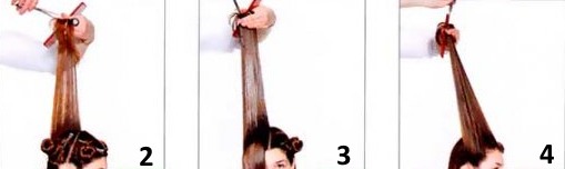 Escala de tall de cabell per a cabells llargs i mitjans. Foto de com tallar-se el cabell