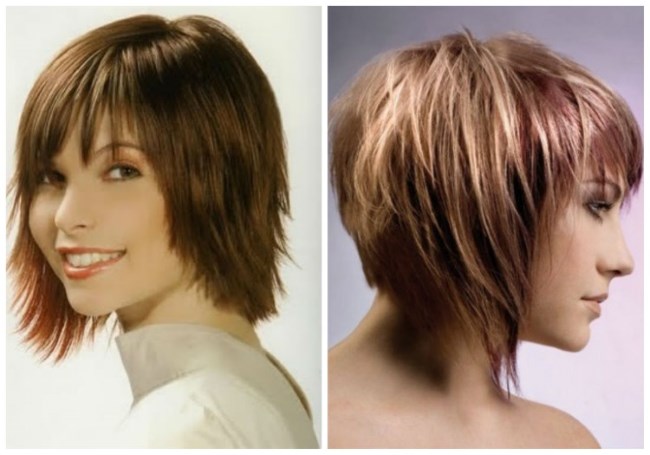 Potongan rambut wanita untuk rambut sederhana dengan poni. Foto potongan rambut bergaya untuk rambut ringan, gelap dan merah