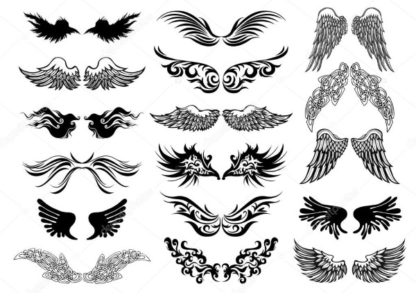 Tattoo Wings (křídlo) na zádech - význam pro dívky a muže. Fotka