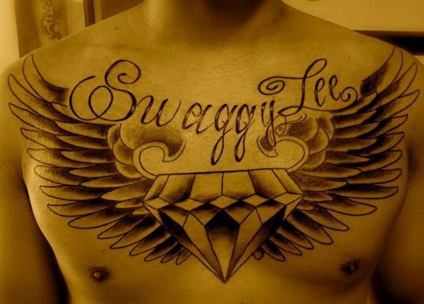 Tattoo Wings (spārns) aizmugurē - nozīmē meitenēm un vīriešiem. Fotogrāfija
