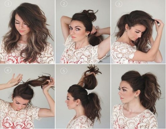 Frisuren in 5 Minuten für mittleres Haar mit eigenen Händen zu Hause. Ein Foto