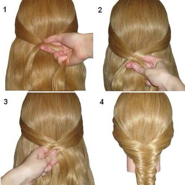Peinados para cabello largo simple hágalo usted mismo, foto, vista frontal y posterior