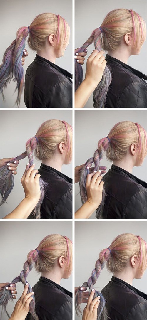 Kampaukset pitkille hiuksille yksinkertainen tee se itse, valokuva, edestä ja takaa