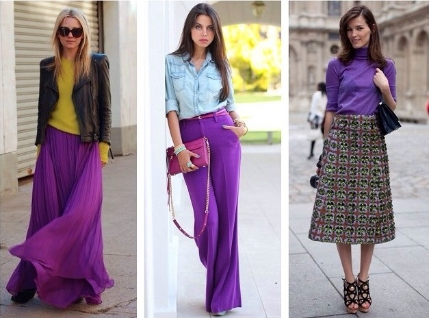 Quelle couleur est combinée avec le violet dans les vêtements d'une femme, ce qui signifie quoi porter, qui convient aux nuances et aux tons de violet