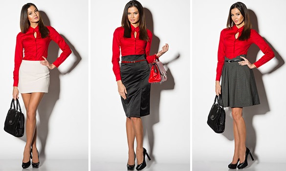 El vermell és una combinació amb altres colors de la roba de la dona, que significa amb què cal posar-se, a qui s’adapta