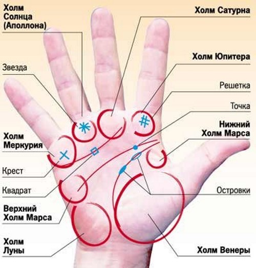 Značenje linija na dlanu desne i lijeve ruke za žene i muškarce. Hirurgija u slikama na dostupnom jeziku uz fotografiju