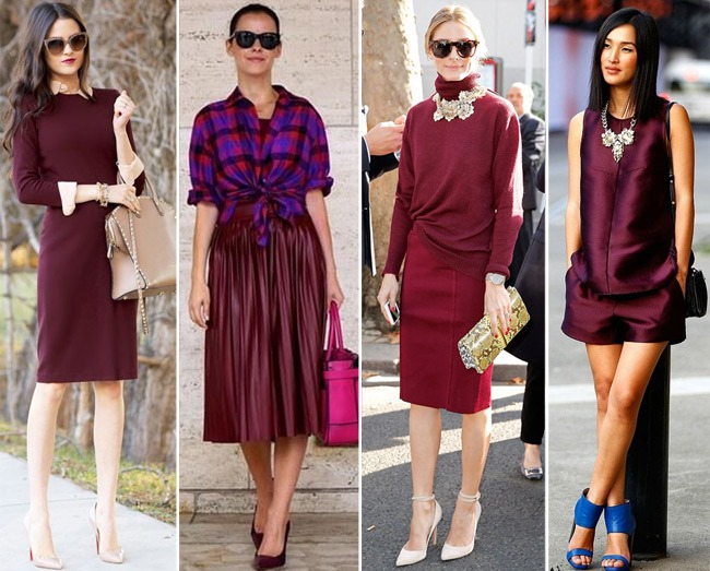 Kakva je kombinacija bordo boje u odjeći žena i muškaraca? Fotografija