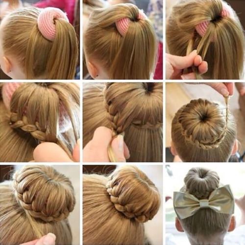 Gaya rambut yang cantik dan mudah untuk kanak-kanak perempuan untuk rambut sederhana untuk sekolah dan percutian. Arahan gambar