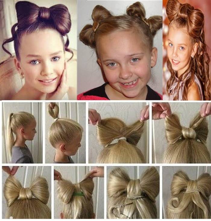 Cara membuat busur rambut. Petunjuk langkah demi langkah untuk rambut panjang dan sederhana untuk kanak-kanak perempuan dan wanita. Gambar