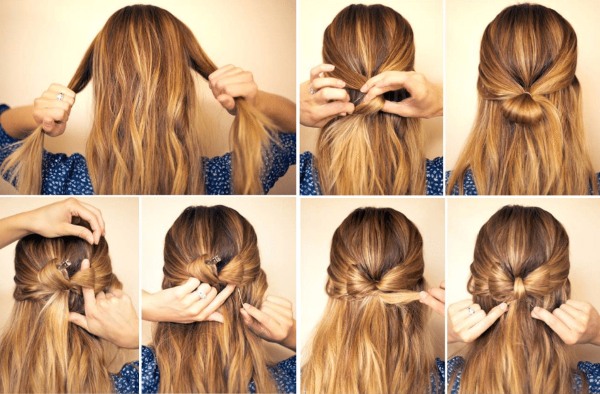 Wie man eine Haarschleife macht. Schritt für Schritt Anleitung für langes und mittleres Haar für Mädchen und Frauen. Ein Foto