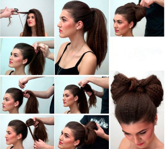 Wie man eine Haarschleife macht. Schritt für Schritt Anleitung für langes und mittleres Haar für Mädchen und Frauen. Ein Foto