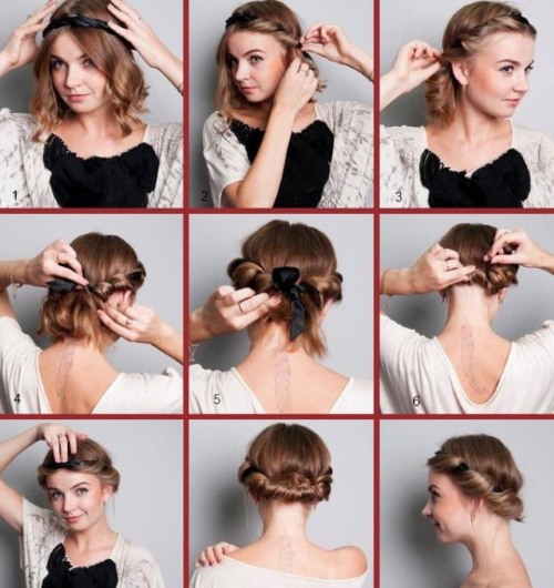 Muodikkaat kampaukset lyhyille hiuksille naisten ja tyttöjen lomalle. Kuinka tehdä se itse askel askeleelta kotona. Valokuva