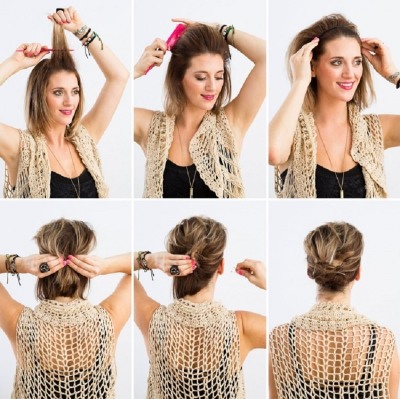 Những kiểu tóc thời trang dành cho tóc ngắn trong ngày lễ dành cho phụ nữ và các bạn nữ. Cách tự làm từng bước tại nhà. Một bức ảnh