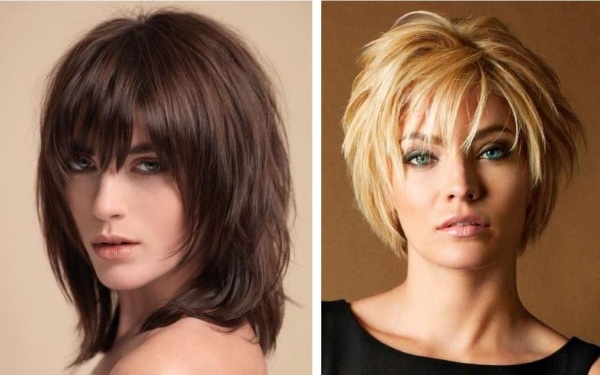Corte de pelo Aurora para cabello medio con y sin flequillo. Foto 2020, vistas frontal y posterior. ¿Cuál es la diferencia con Cascade, cómo cortar?
