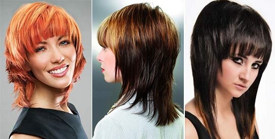 Haircut Rhapsody pro střední vlasy pro kulatý obličej, oválný, trojúhelníkový obličej, s ofinou a bez stylingu. Foto 2020, přední a zadní pohled