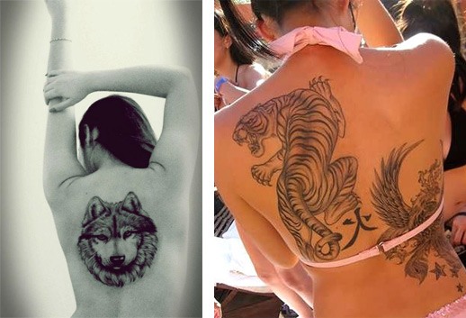 Tetoválások a lányok gerincén (hátul): hieroglifák, feliratok fordítással, virágok, pontok, rúnák, bolygók, vonalak. Gyönyörű vázlatok