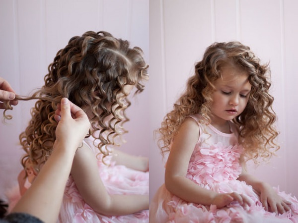 Fryzury dla dziewczynek z lokami na długie włosy, z warkoczem, diademem, koroną, wici. Jak to zrobić krok po kroku ze zdjęciem. Lekcje wideo
