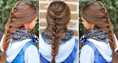 Gaya rambut dengan mengepang rambut panjang untuk kanak-kanak perempuan dan wanita. Cara menenun langkah demi langkah dengan tangan anda sendiri. Gambar