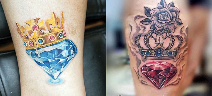 Karūnos tatuiruotė mergaitėms ant rankos, ant riešo. Reikšmė, eskizai, nuotraukos. Dekoduoti karūną raidėmis A, K, B, E, M