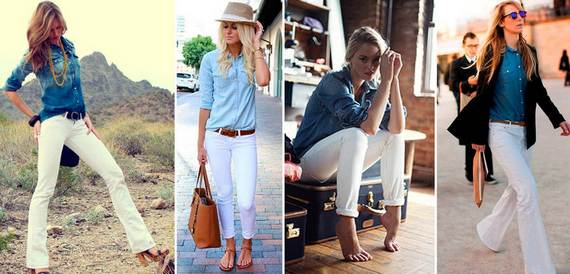 Damen-Jeanshemden: Styles, was man anzieht. Modische Bögen 2020, Fotos und Bilder