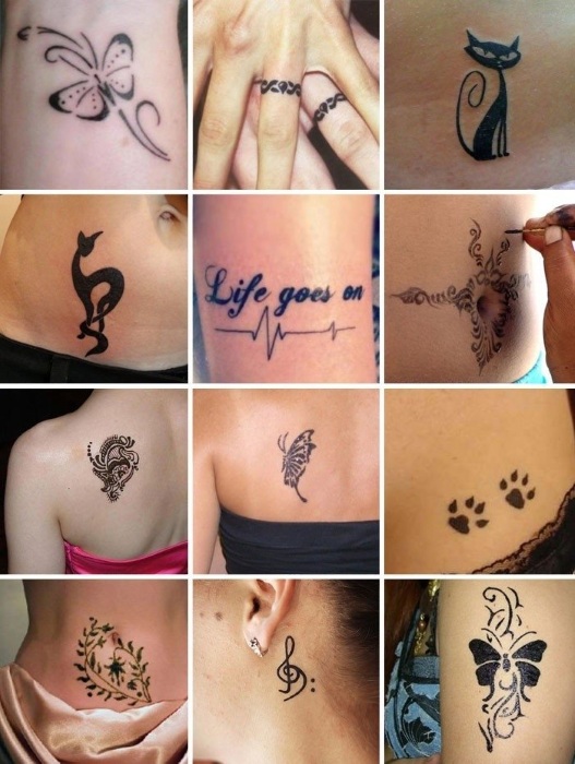 Tymczasowe tatuaże. Jak to zrobić w domu: długopis żelowy, henna, farba, naklejki kolorowe i czarno-białe, eyeliner, marker, przy pomocy szablonu