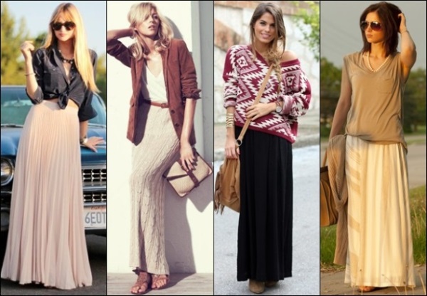 Spódnica jest długa do podłogi. Trendy w modzie, w co się ubrać, fot .: w klatce, z rozcięciem, szyfon, dżins, dzwonek, boho