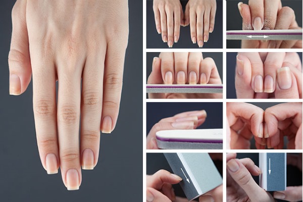 Forma pătrată a unghiilor. Cum se face gel build-up, nou design 2020, manichiură frumoasă acasă. O fotografie