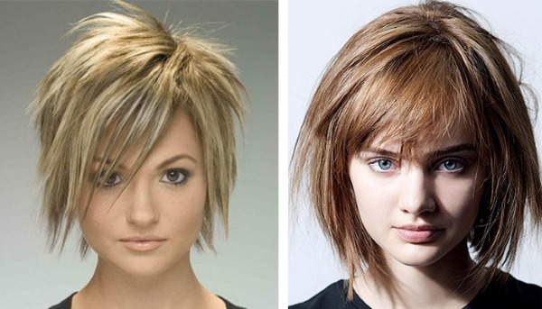 Potongan rambut untuk rambut pendek, wanita tanpa poni. Item baru 2020, gambar, pandangan belakang dan depan