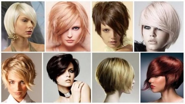 Hiustenleikkauskaskassi lyhyille hiuksille, naaras ilman otsatukkaa. Uudet tuotteet 2020, kuva, takaa ja edestä
