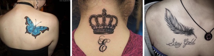 Bells tatuatges per a noies. Foto d'inscripcions, tatuatges femenins lleugers, aparellats, petits al braç, canell, maluc, espatlla, cama, abdomen