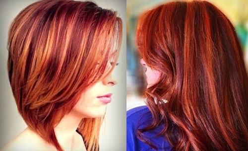 Fénypontok a vörös hajért. Fotó kaliforniai, gyakori, fekete, sötét, világos festés. Hogy néz ki, hogyan kell csinálni