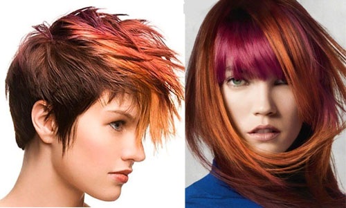 Faits saillants pour les cheveux roux. Photo californienne, fréquente, noire, sombre, peinture claire. À quoi ça ressemble, comment faire