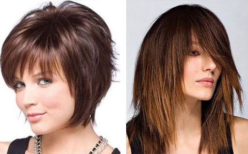 Modne fryzury na cienkie, rzadkie włosy średniej długości z grzywką i bez, bez stylizacji, z objętością. Zdjęcie 2020