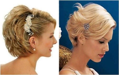 Fotografie účesů pro krátké vlasy na oslavu pro ženy, večírek na svatbu, dovolenou, promoce