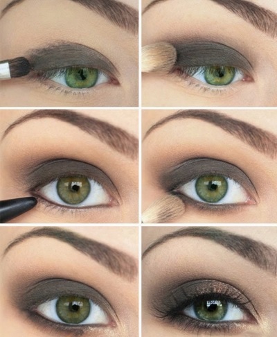 Make-up für grüne Augen und dunkles Haar, hell, rot, für jeden Tag, für eine Hochzeit. Schritt-für-Schritt-Anleitung