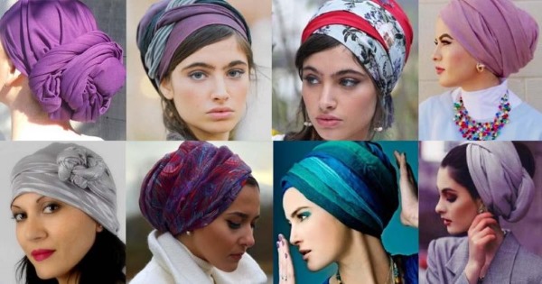 Jak si uvázat šátek na hlavu různými způsoby v zimě, na pláži v létě, na podzim nebo na jaře. Podrobný průvodce s fotografiemi