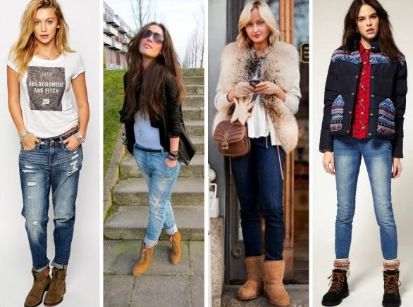 Jak nosit boty s džínami pro ženy. Fotografie módních obrázků
