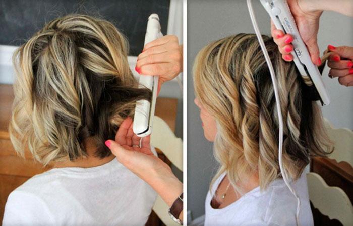 Hur man krullar håret med ett strykjärn. Professionell styling för medium till långt hår. Ett foto