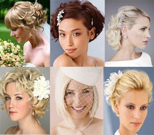 Esküvői frizurák rövid hajra, fátylal, frufru és anélkül. Fotó, elkészítés, dekoráció