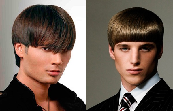 Pentinats per a cabells mitjans per a homes amb retrocés, front alt, elegants. Una foto
