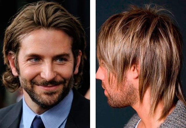 Pentinats per a cabells mitjans per a homes amb retrocés, front alt, elegants. Una foto