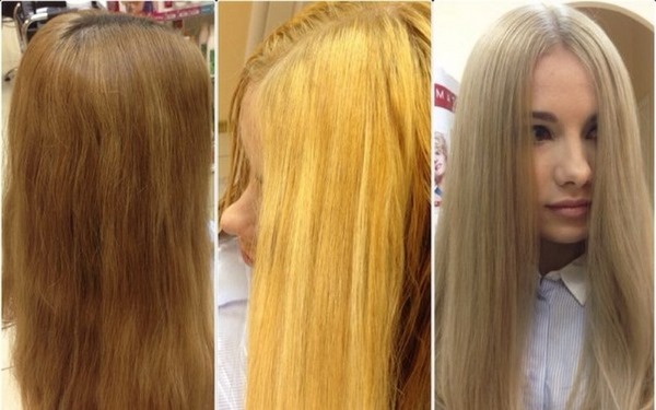 Coloración profesional del cabello para eliminar el color amarillento. Calificación, que es mejor comprar