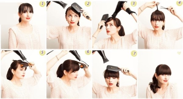 Kvinnors frisyr med lugg för långt hår. Bilder fashionabla, vackra, snygga 2020