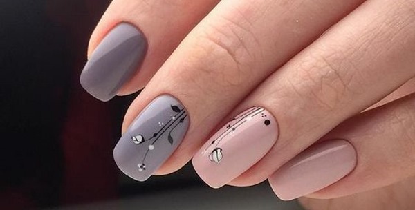 Dizajn noktiju u sivo-ružičastoj boji. Foto manikura, modni trendovi 2020