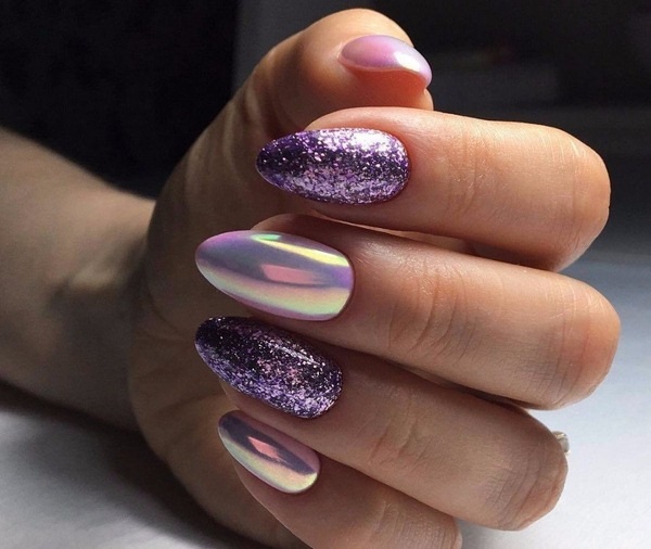 Violetti manikyyri lyhyille kynsille. Värien, valokuvien, uusien tuotteiden yhdistelmä 2020 -geelilakka