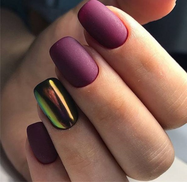 Fioletowy manicure na krótkie paznokcie. Połączenie kolorów, zdjęć, nowości 2020 lakier hybrydowy